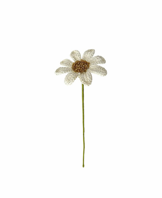 Happy Threads| Daisy Dreams, Eco-Friendly Handcrafted Single Stem Crocheted Flowers - Child-Safe, Lead-Free, Sustainable Decor & Gift Solution