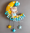 Personalized Handmade Kids name hanging-Teddy on Moon