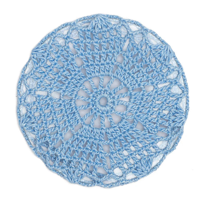 Happy Threads | Serene Opal Blue Crochet Coasters | Handmade Set of 2 for Tea, Coffee & Home Décor - Hunar Hatti
