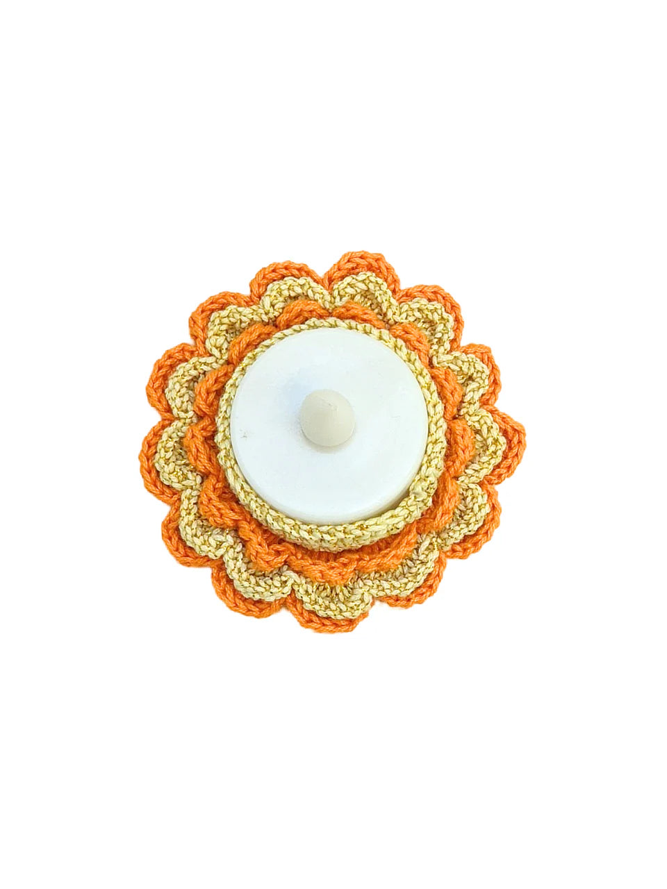 Happy Threads | Orange Floral Crochet Tealights | Unique Diwali Decor