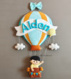Personalized Handmade Kids name hanging-Boy on hot ballon(Filled Letters)