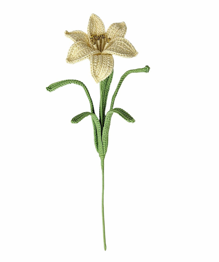Happy Threads| Lily Blooms, Eco-Friendly Handcrafted Single Stem Crocheted Flowers, Lead-Free, Sustainable Decor & Gift Solution