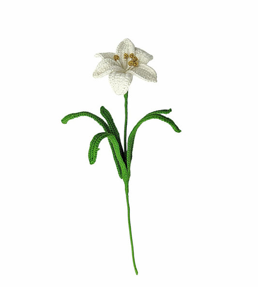 Happy Threads| Lily Blooms, Eco-Friendly Handcrafted Single Stem Crocheted Flowers, Lead-Free, Sustainable Decor & Gift Solution