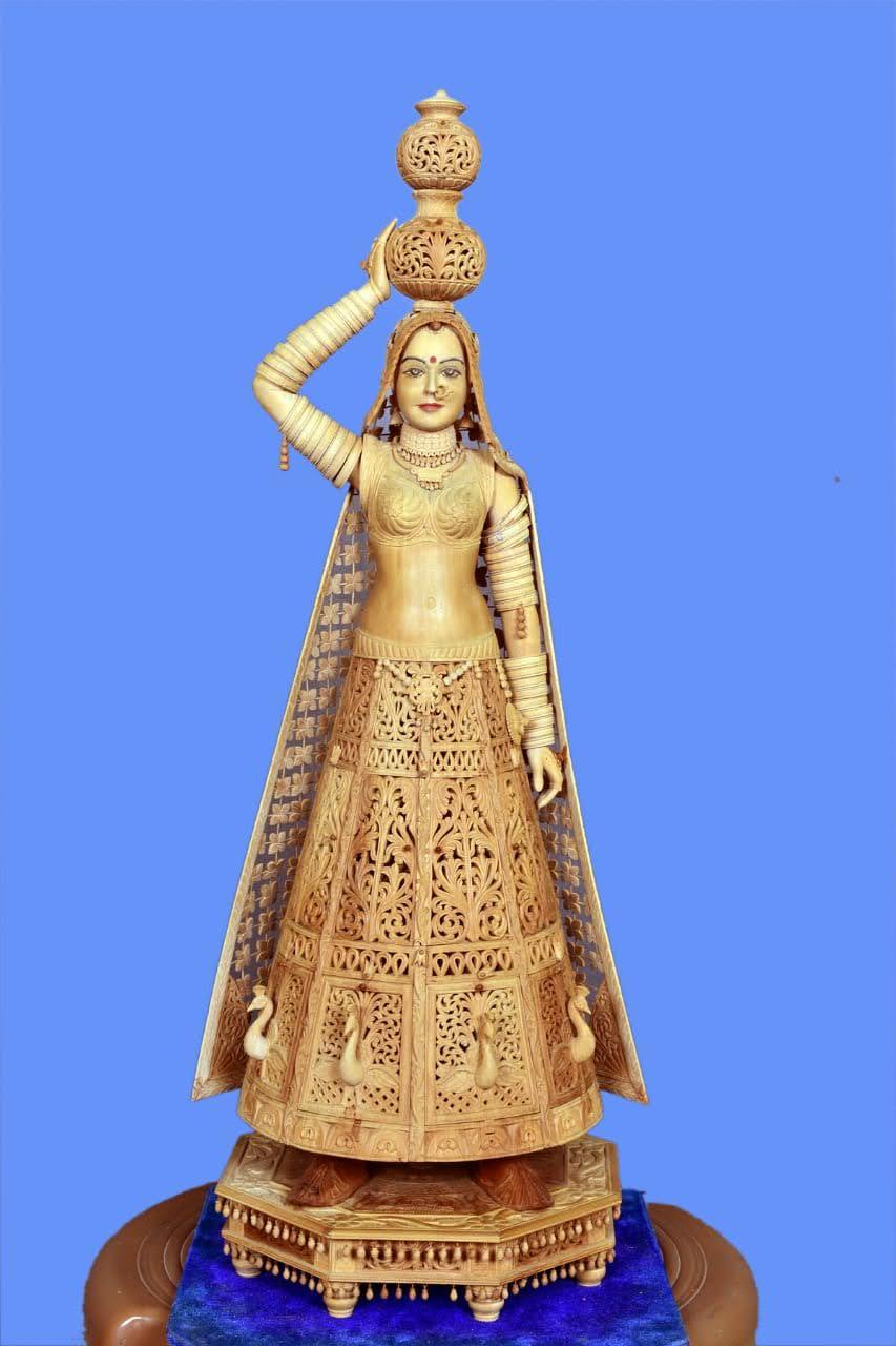 Sandalwood Rajasthani Doll - Hunar Hatti