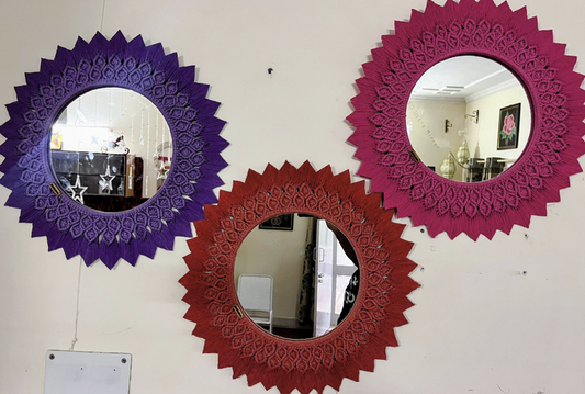Macrame round mirror