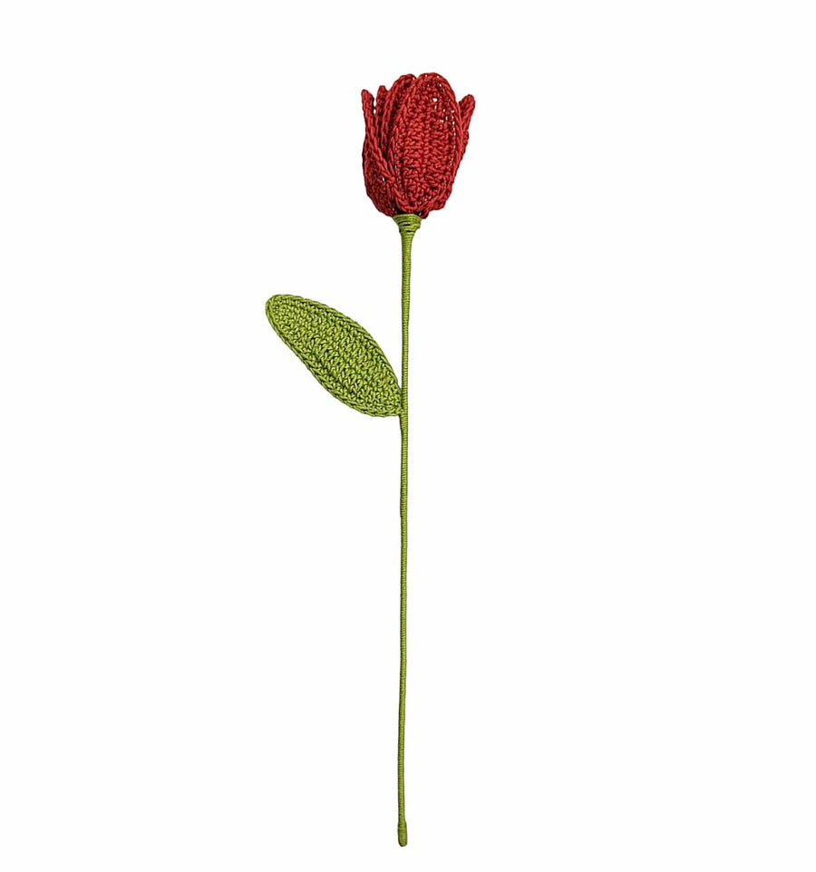 Happy Threads| Tulip Treasures (Open Tulips), Eco-Friendly Handcrafted Single Stem Crocheted Flowers, Lead-Free, Sustainable Decor & Gift Solution - Hunar Hatti