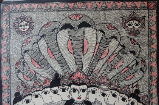 Vishnu Bhagwan Vishwaroopam in Madhubani Painting - Hunar Hatti