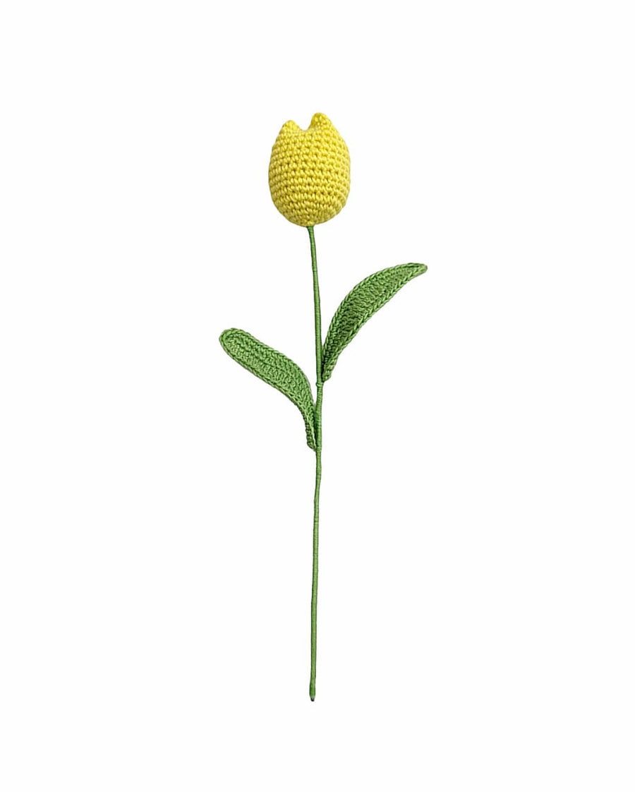 Happy Threads| Charming Tulips, Eco-Friendly Handcrafted Single Stem Crocheted Flowers - Child-Safe, Lead-Free, Sustainable Decor & Gift Solution