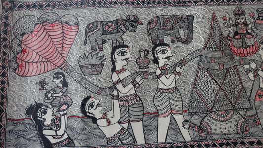 Sagara Madhanam in Madhubani Painting - Hunar Hatti