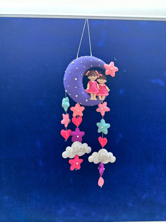 Kids hanging -Sisters on moon