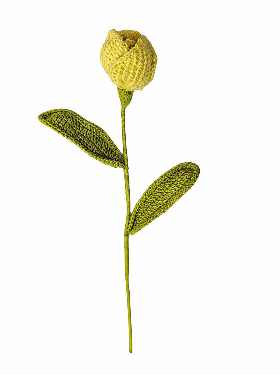 Happy Threads| Blooming Layered Tulips, Eco-Friendly Handcrafted Single Stem Crocheted Flowers - Child-Safe, Lead-Free, Sustainable Decor & Gift Solution