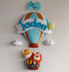 Personalized Handmade Kids name hanging-Hot air Balloon with lion & giraffe