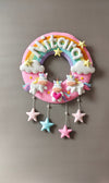 Personalized Handmade Kids name hanging- Rainbow with Unicorn