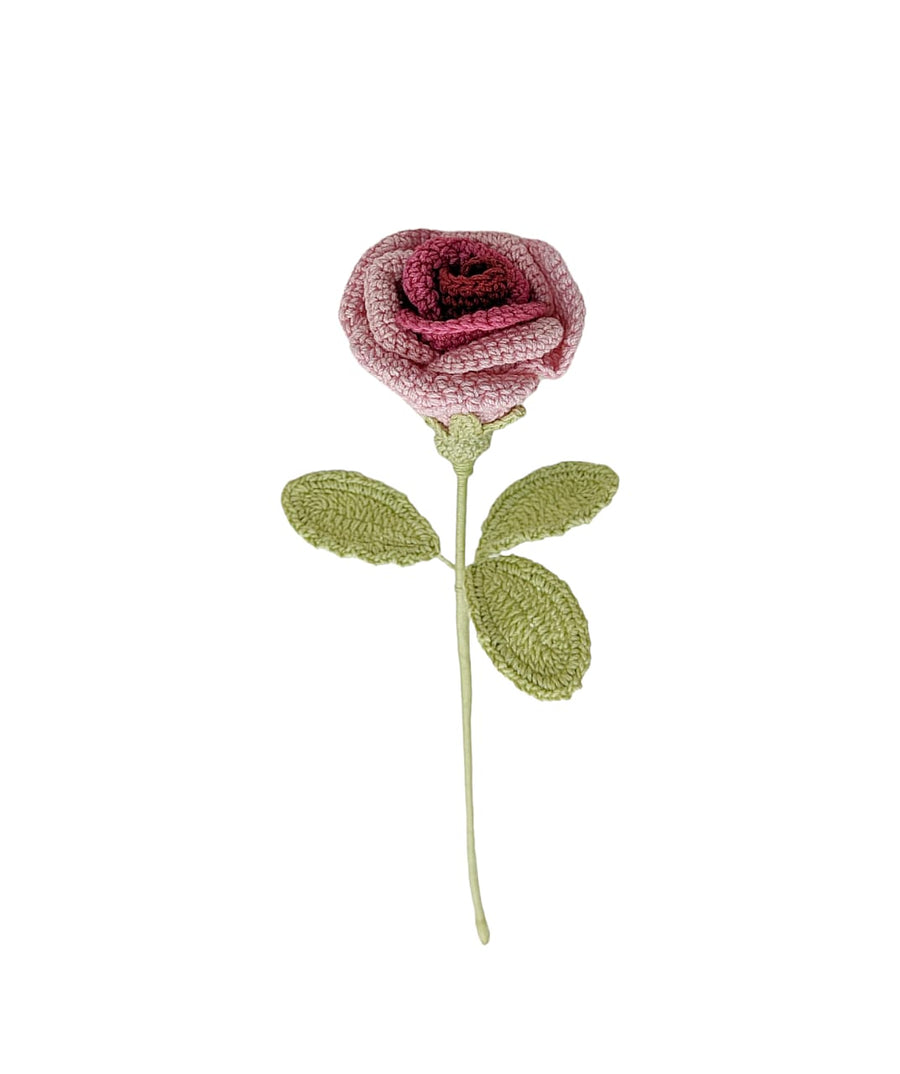 Happy Threads| Shaded Roses, Eco-Friendly Handcrafted Single Stem Crocheted Flowers - Child-Safe, Lead-Free, Sustainable Decor & Gift Solution - Hunar Hatti