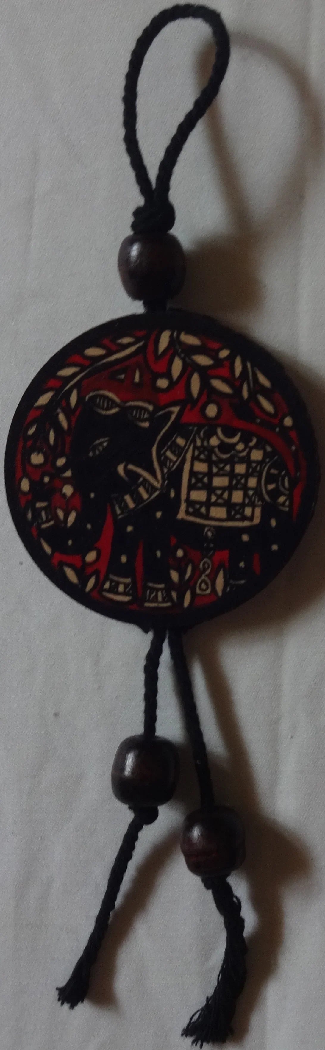 Dual Side Madhubani Painting with Peacock & Elephant - Hunar Hatti