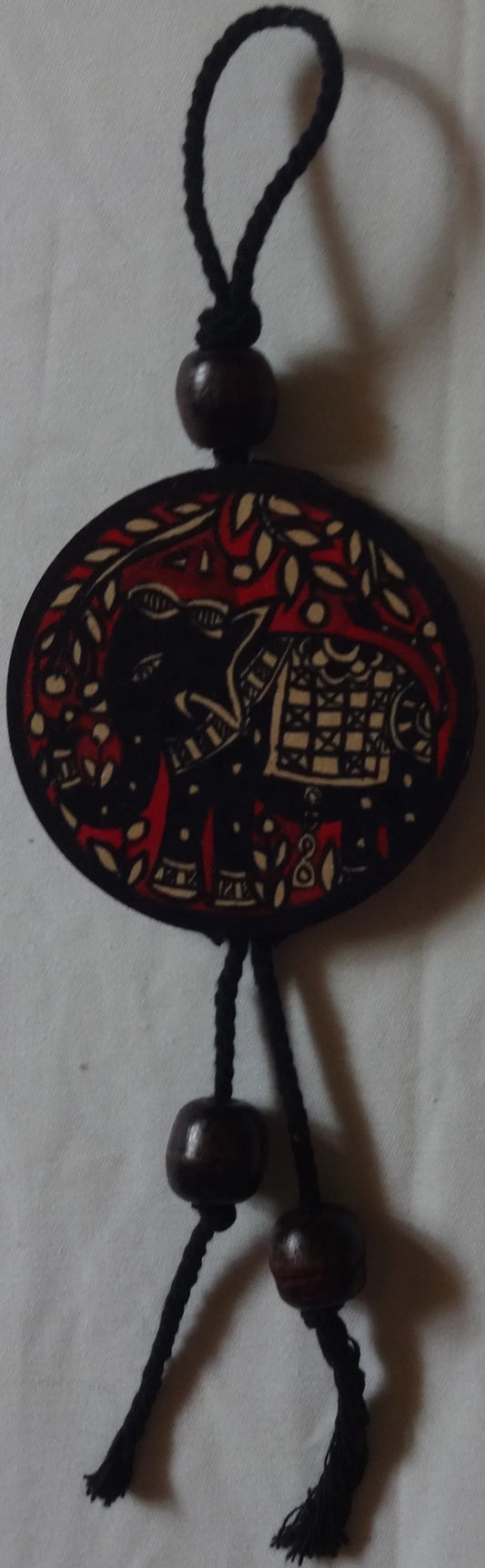 Dual Side Madhubani Painting with Peacock & Elephant - Hunar Hatti