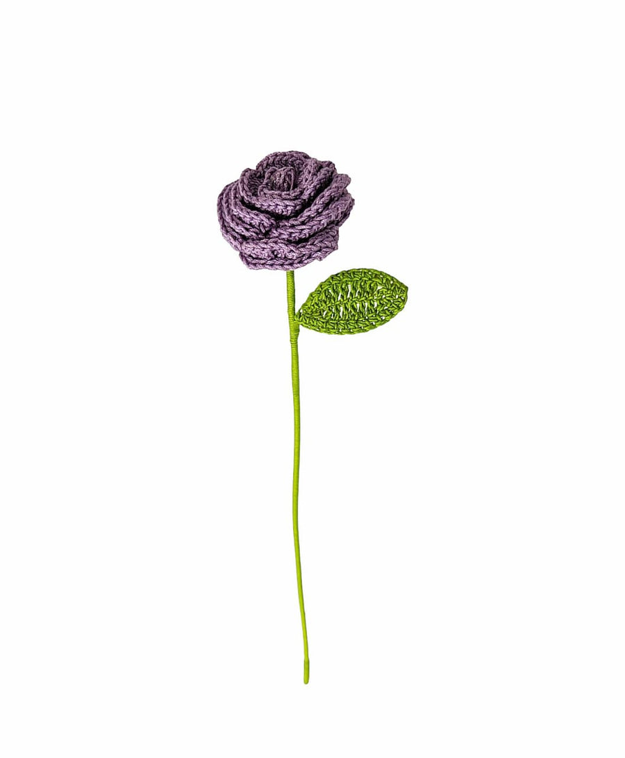Happy Threads| Button Roses, Eco-Friendly Handcrafted Single Stem Crocheted Flowers - Child-Safe, Lead-Free, Sustainable Decor & Gift Solution