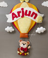 Personalized Handmade Kids name hanging-Teddy on Hot air Balloon (Filled Letters)
