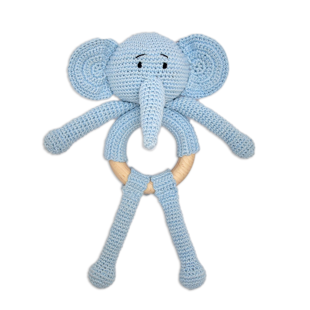 Happy Threads | Tiny Trunkies Crochet Baby Rattle Toy – Handmade with Love, Crafted for Cuddles - Hunar Hatti