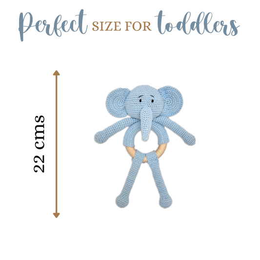 Happy Threads | Tiny Trunkies Crochet Baby Rattle Toy – Handmade with Love, Crafted for Cuddles - Hunar Hatti