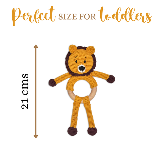Happy Threads | Mini Simba Rattle Toy – Handcrafted Crochet Lion Companion for Newborn Giggles - Hunar Hatti