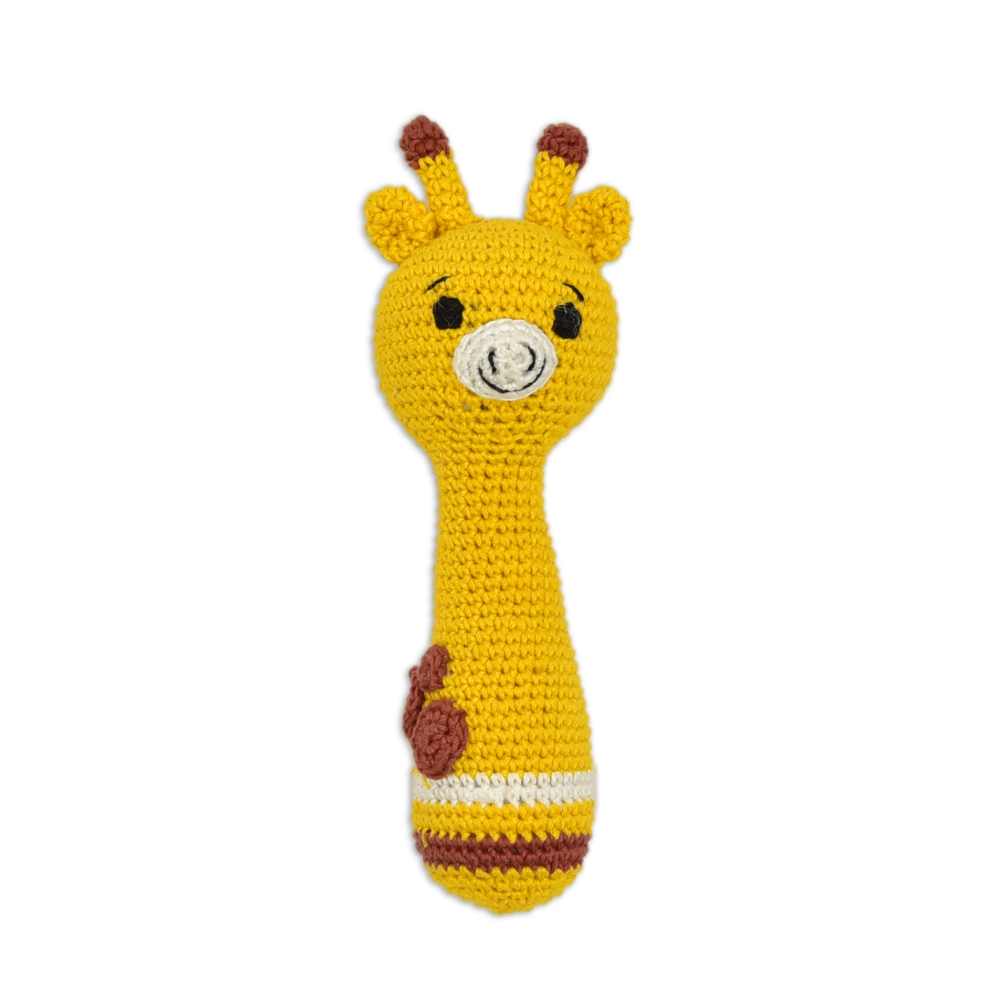 Giraffe Giggles Crochet Hand Rattle – Handmade Baby Toy & Adorable Gift Idea - Hunar Hatti
