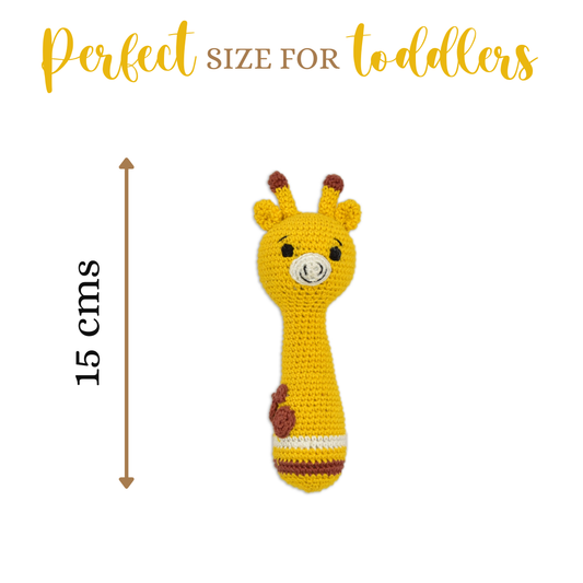 Giraffe Giggles Crochet Hand Rattle – Handmade Baby Toy & Adorable Gift Idea - Hunar Hatti