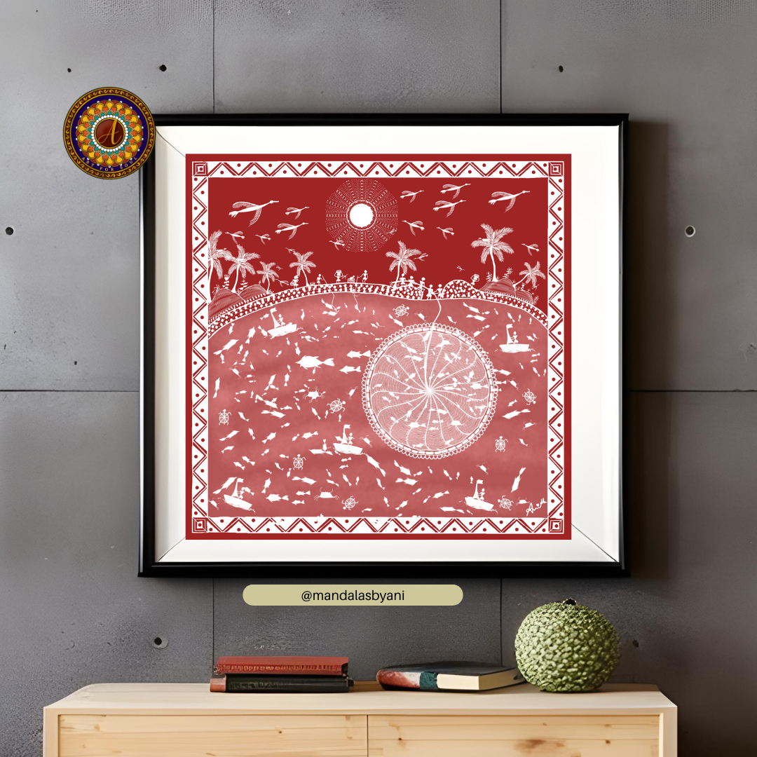 Indian folk art-Warli Acrylic Painting