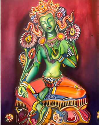 Green Tara - Wall Paintings - Hunar Hatti