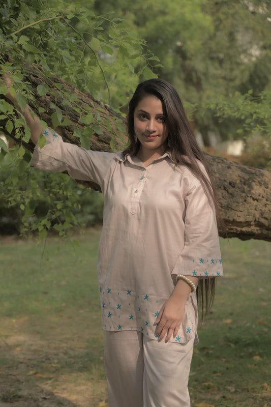 Hand embroidered Aari work Co-ord set