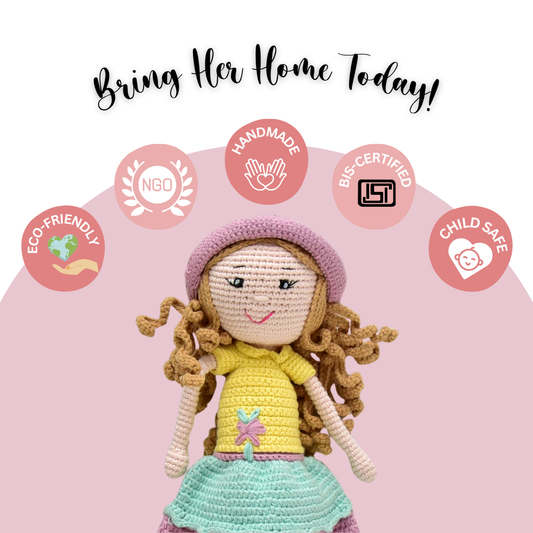Happy Threads | Handcrafted Cecilia Crochet Doll – Perfect for Playtime & Collectors