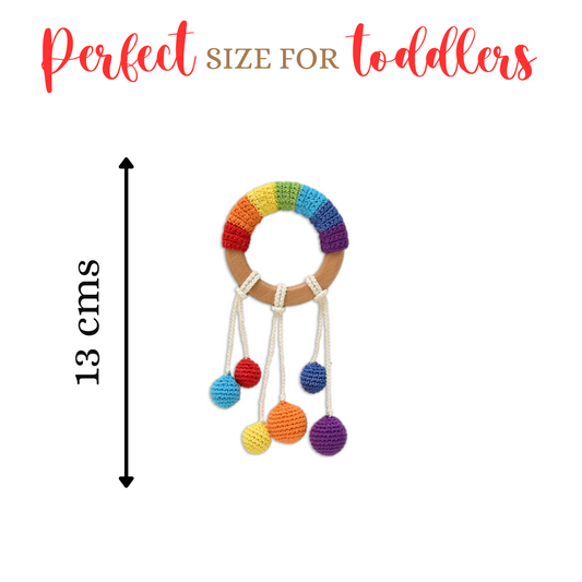 Happy Threads | Handmade Crochet Rainbow Rattle – Joyful Infant Toy - Hunar Hatti