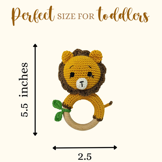 Adorable Lion Crochet Rattle – Comforting Baby Toy - Hunar Hatti