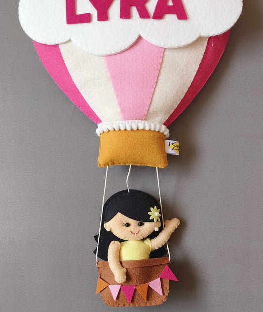 Personalized Handmade Kids name hanging- Hot air ballon - Girl/Boy/Unicorn