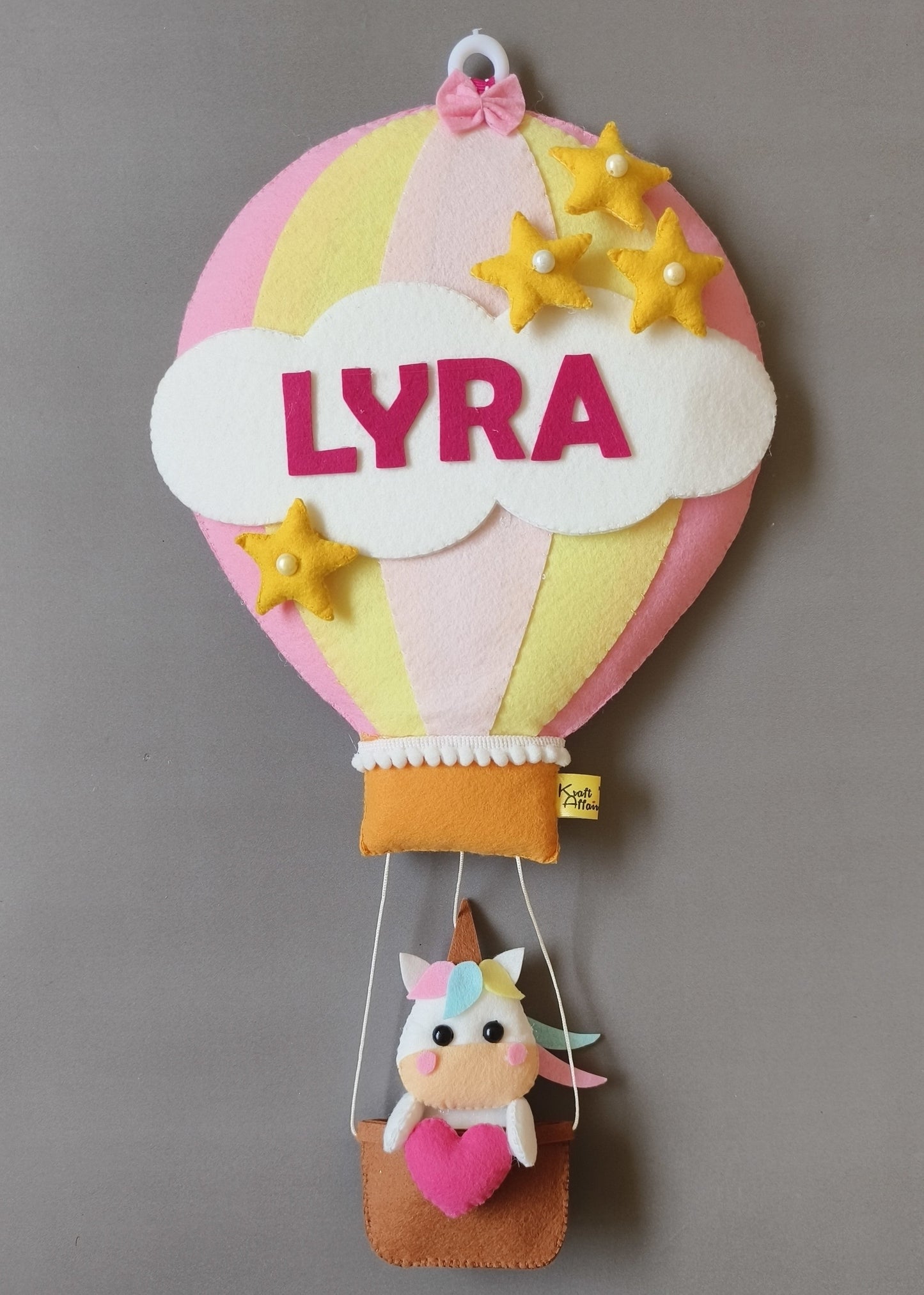 Personalized Handmade Kids name hanging- Hot air ballon - Girl/Boy/Unicorn