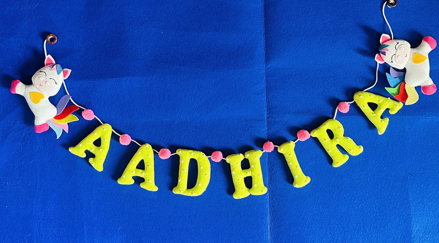 Kids hanging -Unicorn Name Bunting