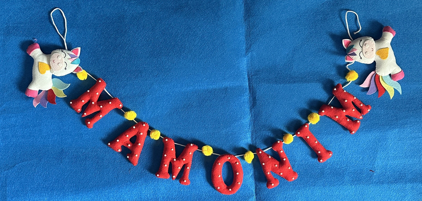 Kids hanging -Unicorn Name Bunting