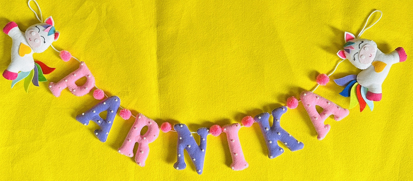 Kids hanging -Unicorn Name Bunting