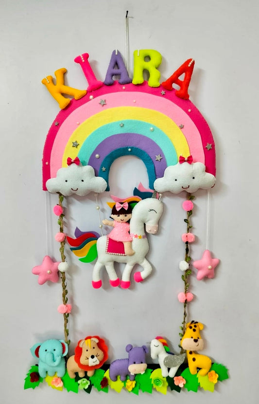 Kids hanging -Girl on Unicorn (Rainbow)