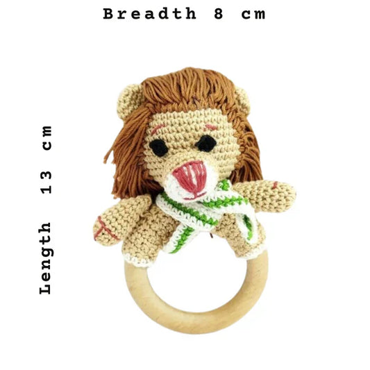 Happy Threads | Handmade Crochet Lion Teether - Adorable Baby Toy, Perfect Gift! - Hunar Hatti