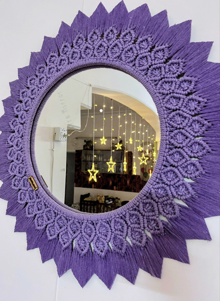 Macrame round mirror