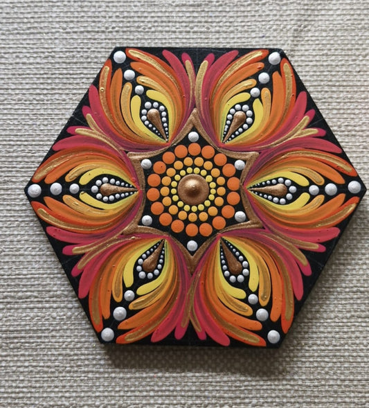 Mandala art tea coaster