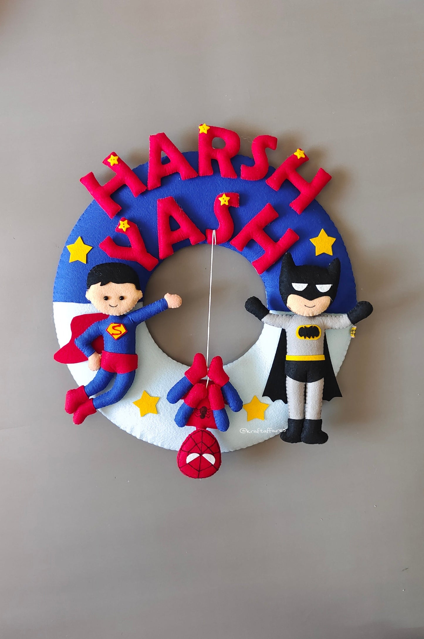 Personalized Handmade Kids name hanging- Superhero Hanging
