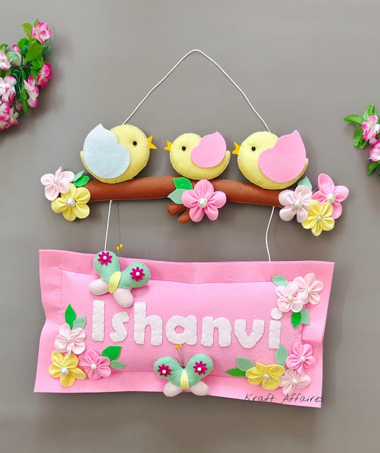 Personalized Handmade Kids name hanging-The Bird Family Name