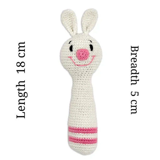 Happy Threads | Cuddly Bunnies Hand Rattle-Sensory Toy for Infants & Toddlers - Hunar Hatti