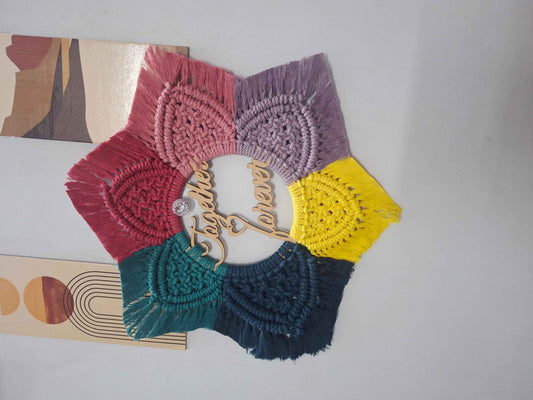 Macrame wall hanging with theme