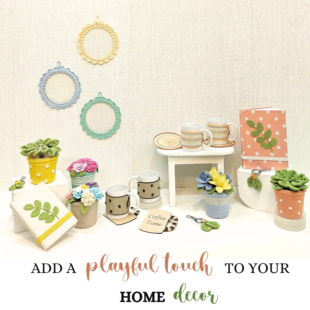 Happy Threads | Everlasting Crochet Rose Pot – Handmade Floral Décor for Elegant Spaces