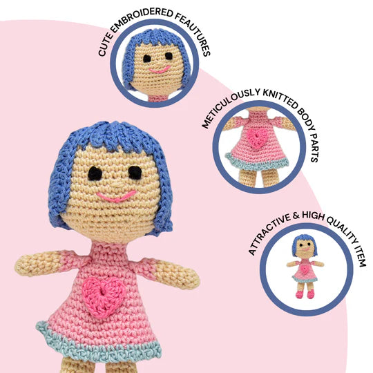 Happy Threads | Zoffee – Super Cute Terrific Doll | Handmade Crochet Soft Toy, Mini Doll for Imaginative Play & Collecting