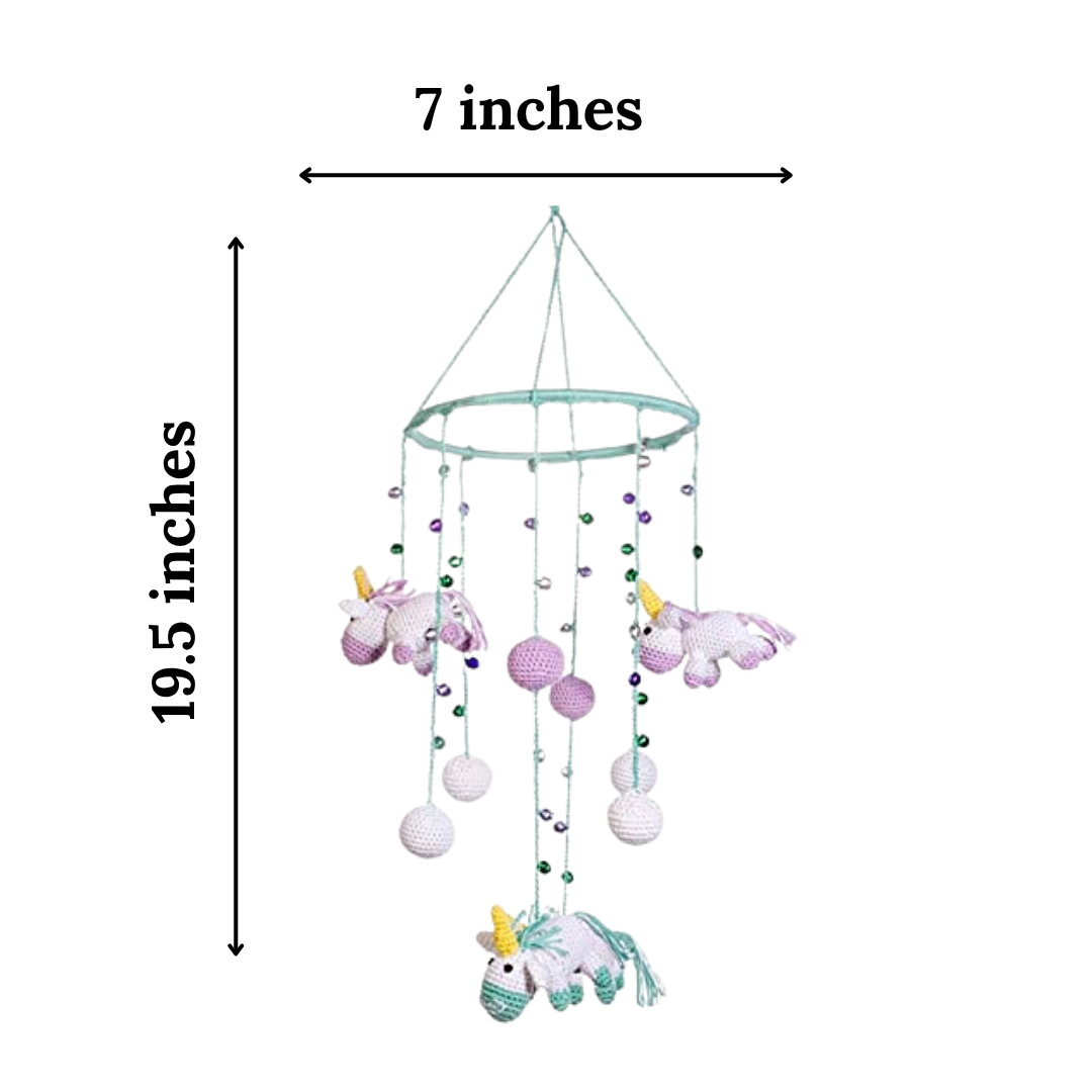 Happy Threads | Whimsical Unicorn Baby Mobile – Soft Crochet Dreamland Decor - Hunar Hatti
