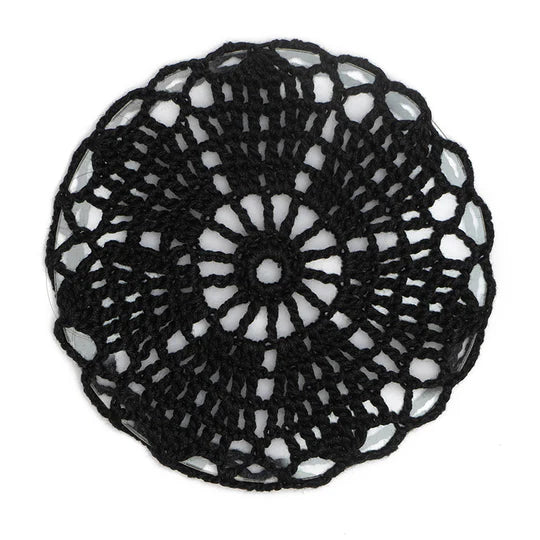 Happy Threads | Obsidian Black Coaster  | Handmade Crochet Tea & Coffee Coaster for Home - Hunar Hatti